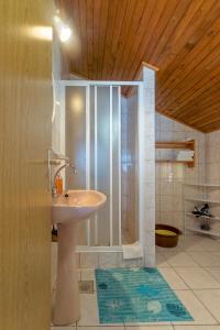 ein Bad mit einem Waschbecken und einer Dusche in der Unterkunft Apartments by the sea Cove Vela Stiniva, Hvar - 14511 in Zastražišće