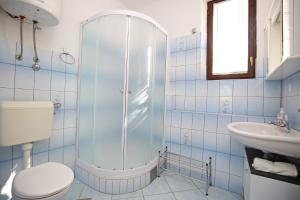 y baño con ducha, aseo y lavamanos. en Apartments with a parking space Mali Iz (Iz) - 16535 en Veli Iž