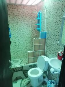 ApartaRefugio EL RETIRO VERDE 2 في ليتيسيا: حمام مع مرحاض ومغسلة