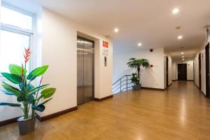 an empty hallway of an office with potted plants at 24@Home Hotel in Nonthaburi