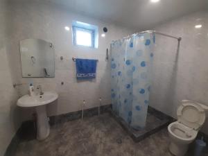 un bagno con wc, lavandino e doccia di Guest House Sevan a Sevan