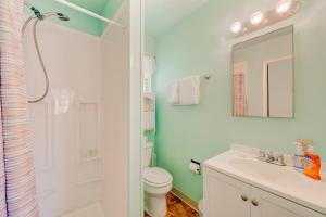 a bathroom with a toilet and a sink and a shower at Pine Tree Place - Unit 3 in South Lake Tahoe
