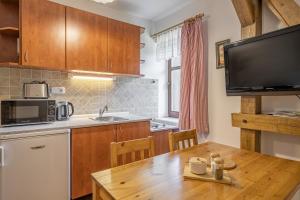 Kuchyň nebo kuchyňský kout v ubytování Apartmány Rubínovi