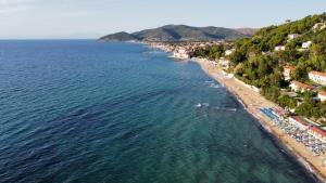 una vista aérea de la playa y del océano en Villa Bella Vista, en Castellabate