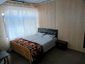 a bedroom with a large bed with a window at HOTEL REGENCY in Srinagar
