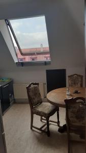 Pokój ze stołem, krzesłami i oknem w obiekcie Schöne aussicht w Konstancji