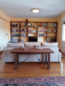 een woonkamer met een bank en een salontafel bij Juan Belmonte ONGI ETORRI in Zumaia