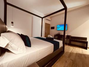 a bedroom with a bed and a tv in it at Suite SWEET DREAMS Dan champs in San Vito lo Capo