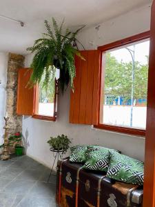 sala de estar con sofá y ventana en Hostel Dona Generoza en Paraty