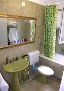 ein Badezimmer mit einem Waschbecken, einem WC und einem Spiegel in der Unterkunft Seaside holiday house Drvenik Veliki, Drvenik - 16937 in Drvenik Veli
