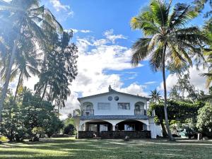 uma casa branca com palmeiras em frente em Villa Karel em Riambel