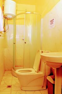 a bathroom with a toilet and a sink at Keba Guesthouse in Addis Ababa