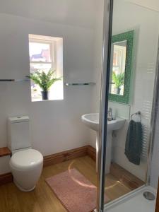 a bathroom with a toilet and a sink at Stunning 1 bedroom self contained apartment in Kent +14 photos