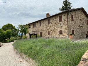 ein altes Steingebäude auf einem Rasen in der Unterkunft La Luna di Mezzanotte in Fratta Todina