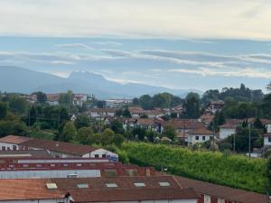 Vistas a una ciudad con montañas en el fondo en Le tout à pied!, en Ciboure
