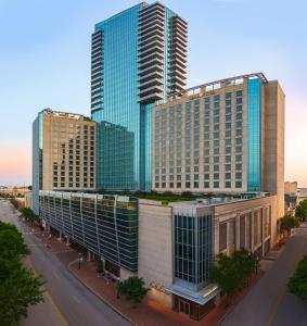 a group of tall buildings in a city at Omni Fort Worth Hotel in Fort Worth