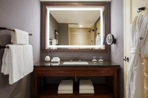 a bathroom with a sink and a mirror at Omni Fort Worth Hotel in Fort Worth