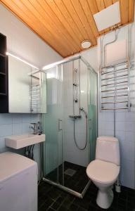 La salle de bains est pourvue d'une douche, de toilettes et d'un lavabo. dans l'établissement 4 Blocks From Stockmann, à Helsinki