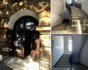 schody prowadzące do budynku z drzwiami i schodami prowadzącymi do w obiekcie Diwan w mieście Tbilisi City