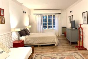 盧漢德庫約的住宿－Casa Drummond，一间卧室配有一张床和一台电视