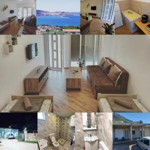 a collage of four pictures of a living room at Studio Apartman Susanj Bar in Bar