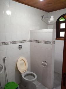 a bathroom with a toilet and a sink at Pousada Sitio dos Pinhais in Visconde De Maua