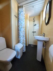 um banheiro com vaso sanitário e pia em Vainupea puhkemaja em Vainupea