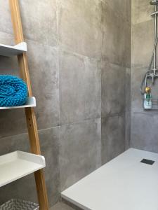 a bathroom with a ladder and a shower at Apartamento Costa Brava in L'Estartit