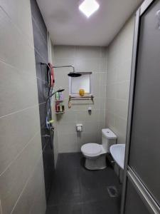 a small bathroom with a toilet and a sink at ADN LUXURY Homestay KARAOKE, POOL,NETFLIX,ASTRO,BBQ in Port Dickson