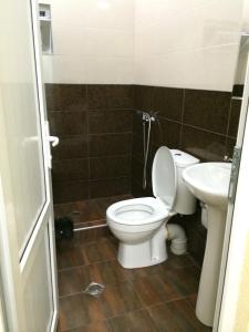 a bathroom with a toilet and a sink at Star Hotel Didube in Tbilisi City +15 photos