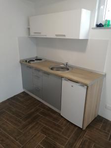 a kitchen with a sink and a counter top at Vila Vista Magica Radozda in Struga
