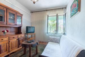 Una sala de estar con un sofá y un televisor. en Apartments by the sea Sumartin, Brac - 764, en Sumartin