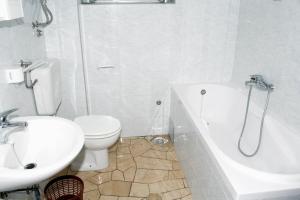 uma casa de banho com um WC, um lavatório e uma banheira em Apartments by the sea Zavode, Omis - 1048 em Lokva Rogoznica