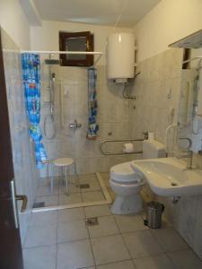 a bathroom with a toilet and a sink and a shower at Apartments with a parking space Biograd na Moru, Biograd - 860 in Biograd na Moru