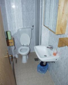 uma casa de banho com um WC branco e um lavatório. em Apartments by the sea Drage, Biograd - 851 em Drage