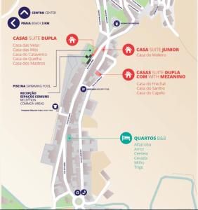 une carte de la jonction de la ville de cassisite dans l'établissement Casas Do Moinho - Turismo De Aldeia, à Odeceixe