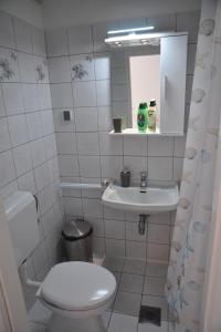 a small bathroom with a toilet and a sink at Rooms by the sea Rab - 18786 in Rab