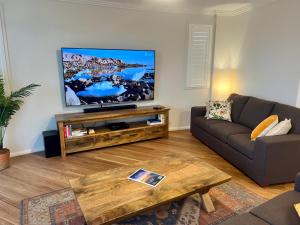 ein Wohnzimmer mit einem Sofa und einem Flachbild-TV in der Unterkunft Millenium 101 in Forster