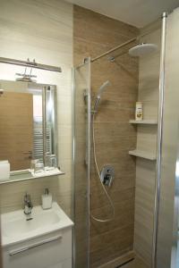 W łazience znajduje się prysznic i umywalka. w obiekcie Rooms with a parking space Daruvar, Bjelovarska - 18842 w mieście Daruvar
