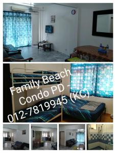 un collage di una camera con un letto e un tavolo di Family Beach Condo PD at Cocobay Resort Condominium a Port Dickson