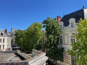 een uitzicht vanaf het dak van een gebouw bij Appartement Le Corneille centre ville climatisé in Saumur