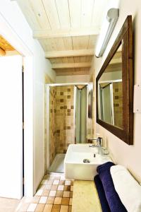 a bathroom with a sink and a mirror at Eveleos Country House in Tochni