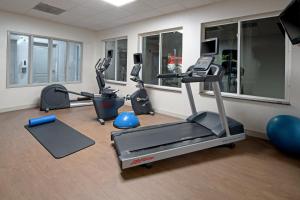 a gym with treadmills and ellipticals in a room at Holiday Inn Express Fresno South, an IHG Hotel in Fresno