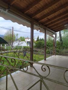 a view from the balcony of a house at IOANNIS SEASIDE VILLA in Leptokarya