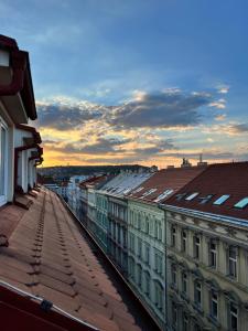 - une vue depuis le toit d'un bâtiment dans l'établissement Black Pearl by Vysehrad Castle, à Prague