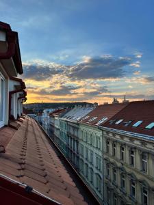 una vista desde el techo de un edificio en Black Pearl by Vysehrad Castle, en Praga
