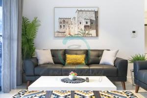 Area soggiorno di ZEN AT ARKABA 3BR Luxury Waterfront Apt Pool + BBQ