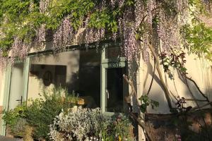 a house with wisteria on the side of it at Cosy comfortable Slice of Heaven Annex in Porlock in Porlock