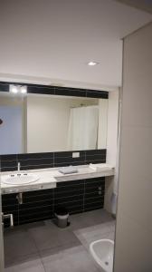 bagno con lavandino e specchio di Lugar ideal con pileta , mucha vida alrededor a Buenos Aires
