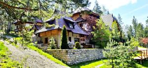 a house on a hill with a stone wall at SVETLA U PLANINI in Bajina Bašta